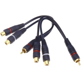 F Season 2pcs 1 RCA Male to 2 Phono Female Splitter Y Adapter Digital Audio Lead for Home Theater, HDTV 20cm