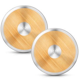 VercanMonth 2 Pcs Wood Competition Practice Discus Athletic Gear Club Discus Track and Field Discus for High School Boys Girls Training (1.5 kg)