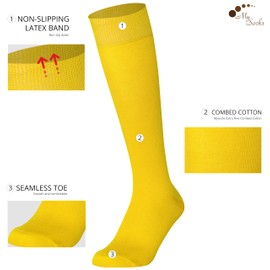 Mysocks Knee High Socks Men Womens Girls Cotton Seamless Toe Long Socks Knee Length Knee Socks Yellow,4-7