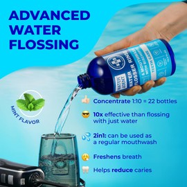 Concentrated Irrigant | Mouthwash for Water flosser | Add to Oral irrigator | Mint Flavor | When dilluted 373 fl.oz | Alcohol and Fluoride Free. Made in USA | Pack of 2 = 33.8 fl.oz