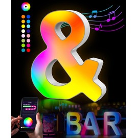 Game Room Lights Splicing Letter - Game Name Logo Light Rainbow Music Sync Color Changing Letters Lights LED Game Neon Sign Gaming Wall decor Best Gamer Gifts for Teen Boy Room Decor(&)