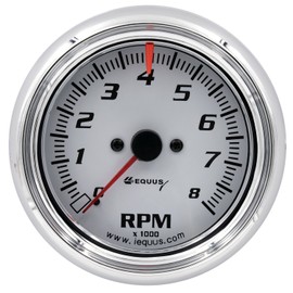 Equus 5078 3-3/8" Tachometer, White