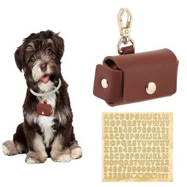 Wedding Ring Bearer Pouch for Dog Collar Brown, PU Leather Wedding Ring Box Couple Ring Holder for Pets, Wedding Ring Pillow Box for Proposal Engagement Wedding Ceremony Party