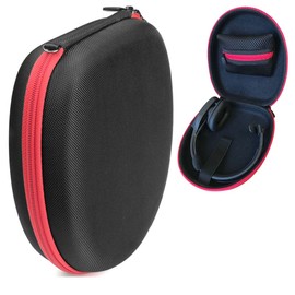Headset Case for VXi BlueParrott B450-XT, B450-XT -204010-C, B350-XT, B250-XTS, C400-XT, Mesh pocket for cable, amplifier and other accessories, detachable wrist strap for easy carry, Black + red zip