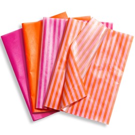 JarThenaAMCS 100 Sheets Striped Tissue Paper Pink Orange Stripe Gift Wrapping Paper Decorative Art Tissue for Wedding Bridal Baby Shower Birthday Summer Party DIY Crafts, 14 x 20 Inch