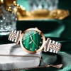 Tiong Fashion Pink Green Women's Round Steel Band Quartz Watch,