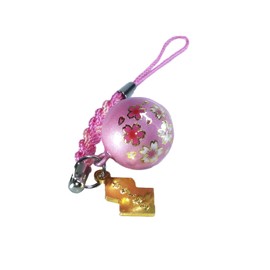 Shirasaki Hachimangu Shrine Sakura Suikin Bell Pink Prayed for Purification and Exorcission, Good Luck, Cherry Blossom Pattern Amulet, Key Chain