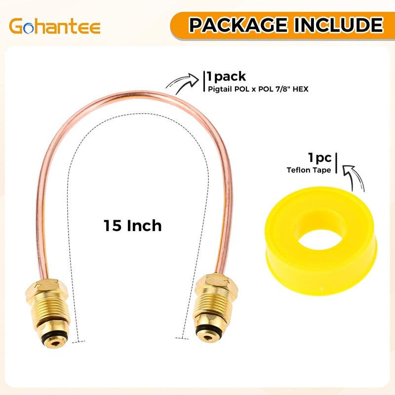gohantee High Flow Copper Propane Gas Pigtail POL x POL