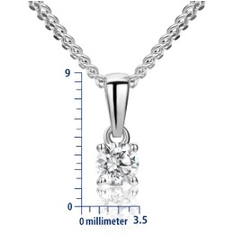 Miore Diamond Pendant Necklaces For Women in 9ct 375 White Gold with Silver Curb Chain 45 cm- 0.15ct Solitaire Diamond Necklace Delivered in Jewellery Box