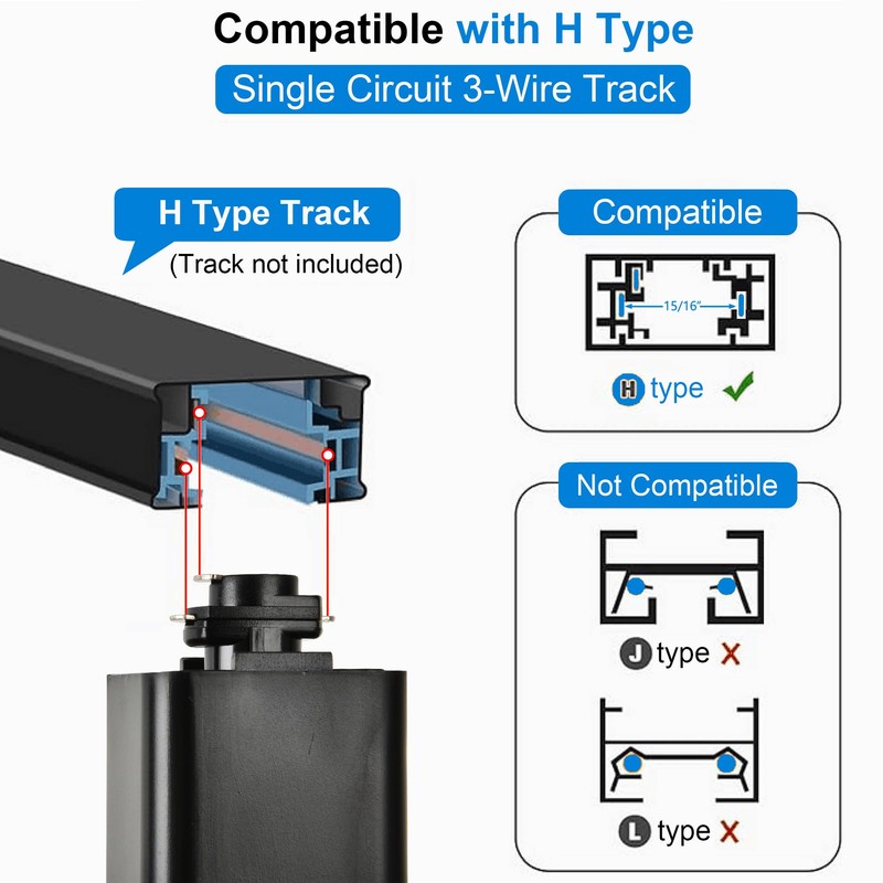 MELUCEE 3 Pack H Type Track Pendant Lighting Black Industrial