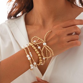 Gold Bow Bracelet for Women Cute Bowknot Bracelet Dainty Bow Beaded Chain Bracelet for Women Fashion Jewelry (Beaded bow)