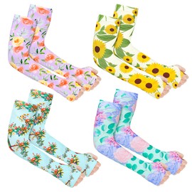 MERTURN 4 Pairs Cooling Arm Sleeves for Women Anti-Slip Gardening Sleeves with Thumb Hole for Women Men Sports Fishing Running