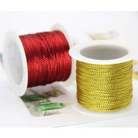 lasenersm 3 Rolls 196.8 Ft Tinsel String Craft Making Cord Non Stretch Jewelry Making Gift Wrap Ribbon Metallic Cord Packaging Rope (65.6 Ft per roll)