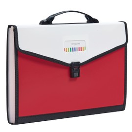 FANWU 13-Pockets Expanding File Folder with Handle, Legal Size, Plastic Accordion Filling File Folder Expandable Monthly Portable Paper Document Organizer for Office School & Home (Red)