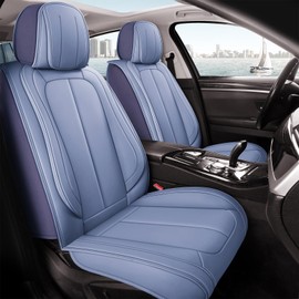 otoez Car Seat Covers Full Set, Nappa Leather Seat Cover, Waterproof Universal Automotive Seat Cover 5 Seat Vehicle Front & Back Seat Protector for Car Seden SUV Truck, Blue