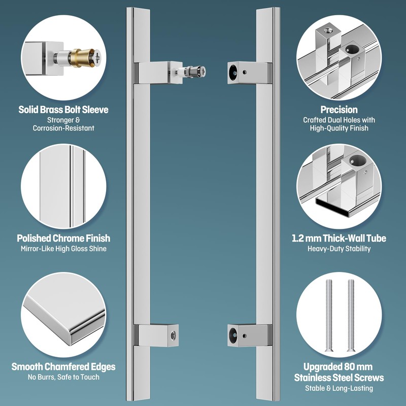 Ranbo H-Shaped 24" Push Pull Door Handle,Back to Back, 400mm