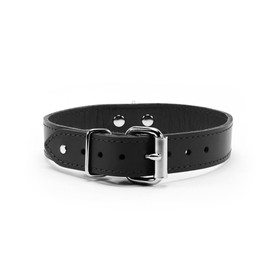 Anabel I Collar Latigo Leather Lambskin Handmade Leather Collar (Black, Small)