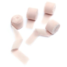 4 rollos de cinta de seda de gasa de color rosa claro hecho a mano de 1 pulgada x 5 yardas (4 rollos de 20 yardas) para invitaciones de boda, ramos de novia, envoltura de regalos, manualidades de bricolaje. (1 pulgada, rosa claro)