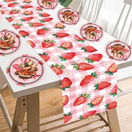 MaitianGuyou Strawberry Baby Shower Decorations,Berry Sweet One Birthday Party Supplies with Plates, Napkins,Banner for Birthday Summer Fruit Party 1st Party for 20 Guests