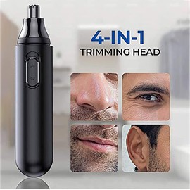 Recortador de vello nasal, Recortador profesional de cejas y vello facial indoloro for hombres mujeres, funciona con pilas, cuchillas doble filo for una fácil limpieza