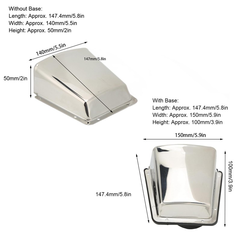 Marine Cowl Ventilator 304 Stainless Steel with Adjustable Nylon Base