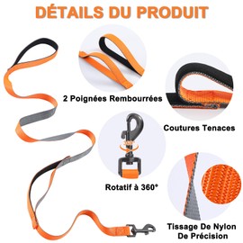 COMSLE Recall Lead for Dogs, 1.5 m / 3 m / 5 m Robust Long Dog Lead Reflective Training Lead with Padded Handle and Hand Strap, Training Lead for Small to Large Dogs