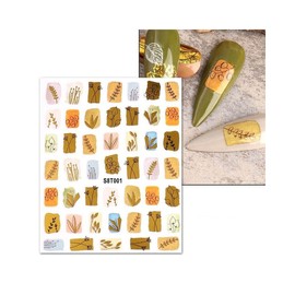 Generic Autumn Leaf Maple Nail Sticker Geometric Lines Fall Leaves Nail Sticker S8 T001 Nail Wraps Stickers Manicure Supplies for Women Nails Full Long Lasting Easy Apply and Remove