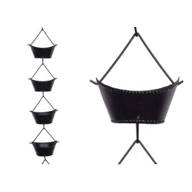 Rain Chains Pacific Beaded Boat Cup Rain Chain, 8.5 Feet Length, Aluminum, Black Powder Coated, Decorative & Functional for Gutter Downspouts