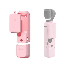 CAPART Silicone Protective Sleeve for DJI OSMO Pocket 3, Scratch-Proof Protective Cover Skin of Body | Screen | 1/4" Thread Handle (Pink)