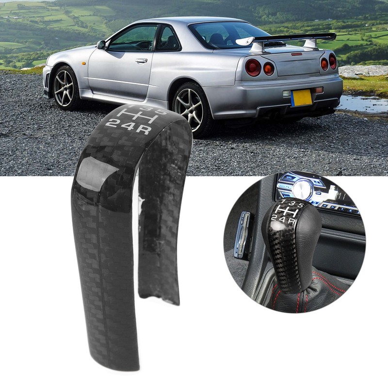 5 Speed Gear Shift Knob Cover Carbon Fiber Decorative Fashionable