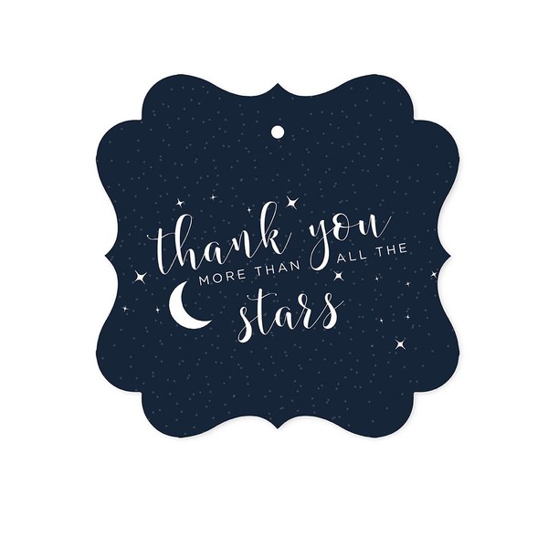 Andaz Press Love You to The Moon and Back Wedding Collection, Fancy Frame Gift Tags, Thank You More Than All The Stars, 24-Pack