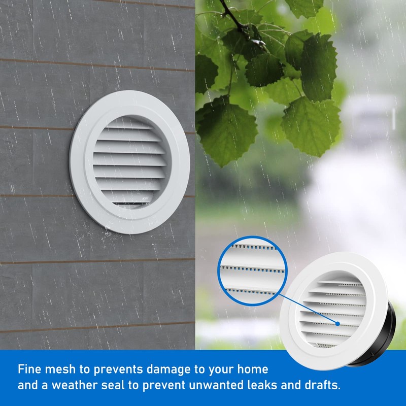 Hon&Guan 120 mm Ventilation Cover, Round Soffit Vents, ABS Ventilation