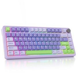 surmen M75 75% Wireless Creamy Keyboard with Gasket, Pre-lubed Triple Mode Bluetooth Mechanical Gaming Keyboard BT5.0/2.4Ghz/USB with Sound Absorbing Pads Hot-Swap(Lavender)