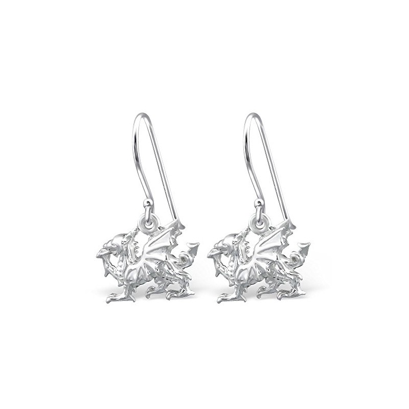 Welsh Dragon Earrings - 925 Sterling Silver - Dangle Fish