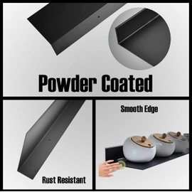 SIMOND STORE Black Metal Shelf - Wall Mount Shelf - Steel Industrial Heavy Duty Renter Friendly Shelves, Black Shelf (36" X 8" X 2.5")