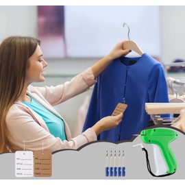 1Plusselect Tagging Gun Kit for Clothing, Tag Gun for Clothes, Garment Tag Gun with 200 Price Tags, 5 Extra Needles & 2000 Fasteners for Hats, Socks & Garments in Vibrant Green