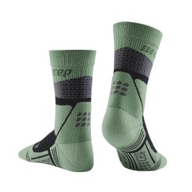 CEP - HIKING MAX CUSHION COMPRESSION MERINO MID CUT SOCKS for Women Ankle Length Hiking Socks with Compression Trekking Socks for Optimal Foot Safety and Optimally Placed Padding, Grey/mint