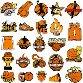 Kosiz 24 Pcs Basketball Enamel Pins Sports Ball Lapel Brooch Pins Cute Charm Cartoon Sport Lapel Badge for Basketball Lover Gifts Backpacks Cloths Hats Medical Ball Jewelry Set