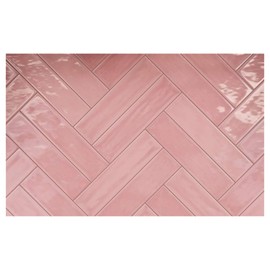 Tenedos Larissa Handmade Ceramic Subway 3x12 Wall Tile Backsplash Gloss Finish 3 Inch X 12 Inch for Kitchen, Bathroom Shower, Accent Decor, Fireplace (Box of 12.6 Sq.Ft.) (Pink Crepe)
