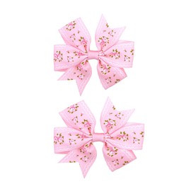 Girls' daisy Printed Grosgrain Bow Hair Clip Party Spring Hair Accessories.(FJ91) (Floral A)