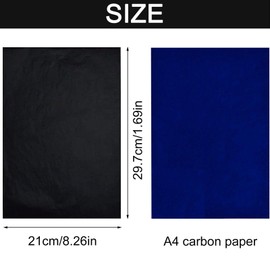 50 Sheets of Transfer Paper Blue, 50 Sheets of Tracing Paper Black, Carbon Paper DIN A4 from Graphite Transfer Papers, Blue Paper for Write-Through Paper, Wood, Canvas, 21 x 29.7 cm