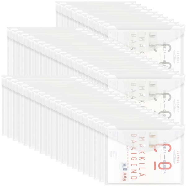 EOOUT 50pcs Plastic Envelopes with Button Snap Closure, Clear Poly