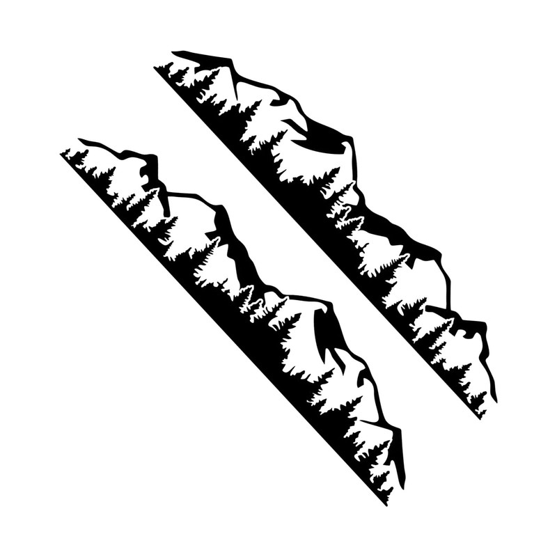 2PCS Car Decal Mountain Tree Forest Pattern Car Side Body