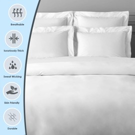 Pizuna Luxurios Cotton King Size Oxford Pillowcases 2 Pack White 50x90cm, 1000 Thread Count Long Staple Combed Cotton Thick Pillow Cover, Soft Sateen King Pillow Cases (Cooling Pillowcase)