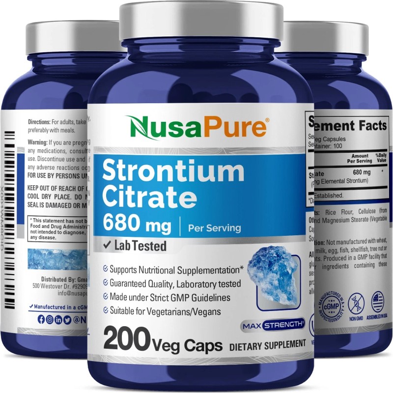 NusaPure Strontium 680 mg 200 Vegetarian Caps (Non-GMO)