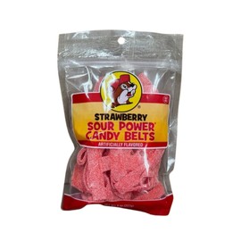 Buc-ee’s Sour Power Candy Belts – Deliciously Sweet & Tangy, Chewy Gummy Candy & Sour Candy | Non-Melting, Fruity & Extra Sour Strips | Kids Snacks for School 8 Ounce Resealable Bag (Strawberry)