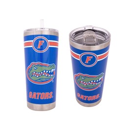 Desert Cactus University of Florida 22oz Rally Tumbler UF Gators Insulated Stainless Steel with Lid and Straw Reusable Double Walled Cup Hot and Cold Drinkware Full Color 22 Ounces (Blue)