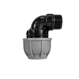 MDPE Compression Connector Fittings 20mm LDPE Water Pipe Elbow Valve Straight (Elbow 20mm - 1/2" BSPM)