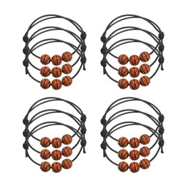 PATIKIL 11mm Basketball Charm Bracelets, 12 Pcs Sports Beads Bracelet Inspirational Wristbands for Teen Adults Sport Theme Party Favors, Khaki