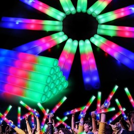 SHQDD 210 PCS Varillas Luminosas de Espuma con 3 Modos de Parpadeo Colorido, Suministros de Fiesta que Brillan en la Oscuridad, a Granel para Bodas, R
